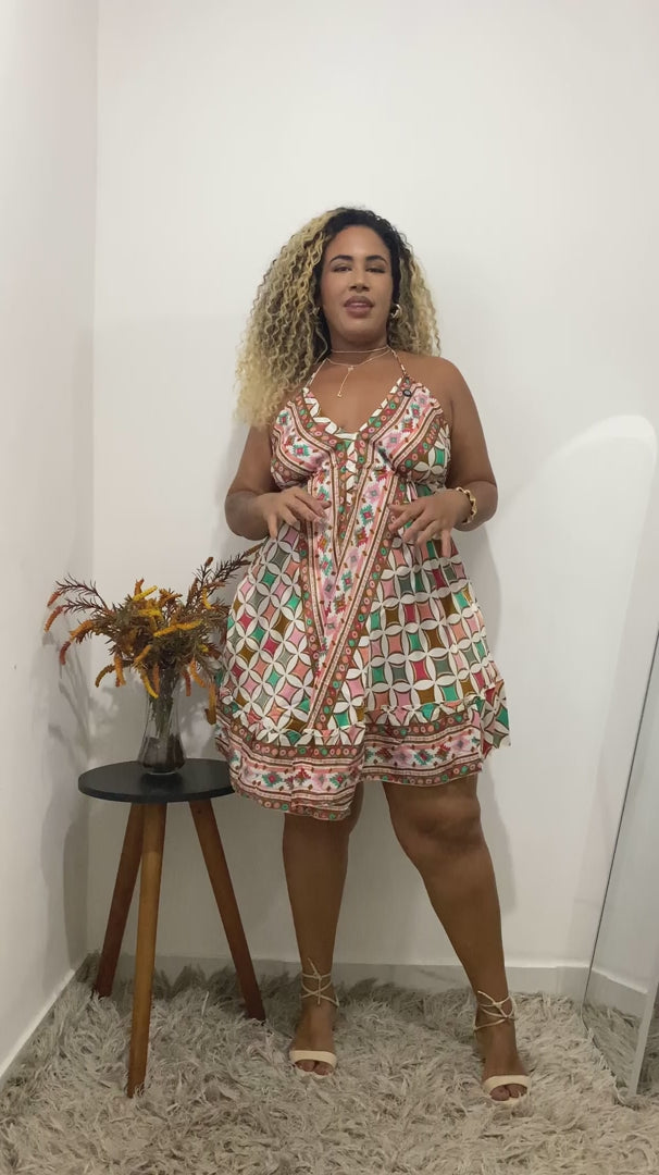 Vestido Curto Vibe Indiana Boho Vintage Coleção Premium
