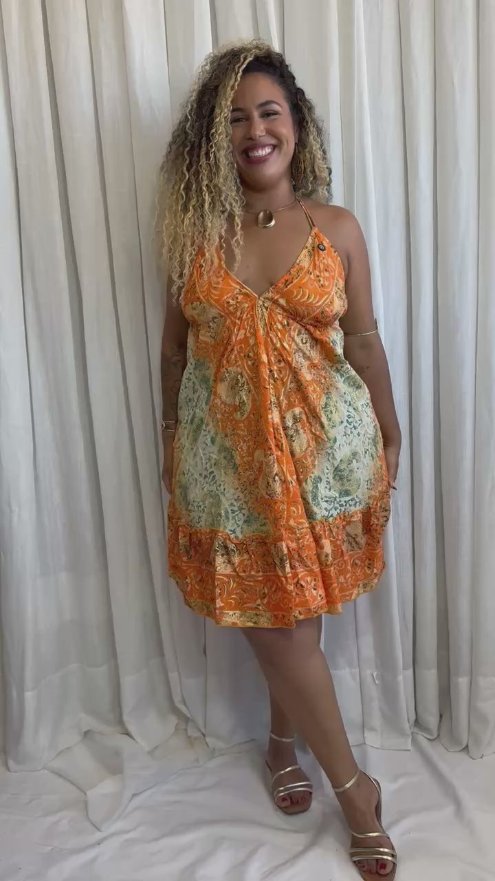 Vestido Curto Vibe Indiana Boho Vintage Coleção Premium