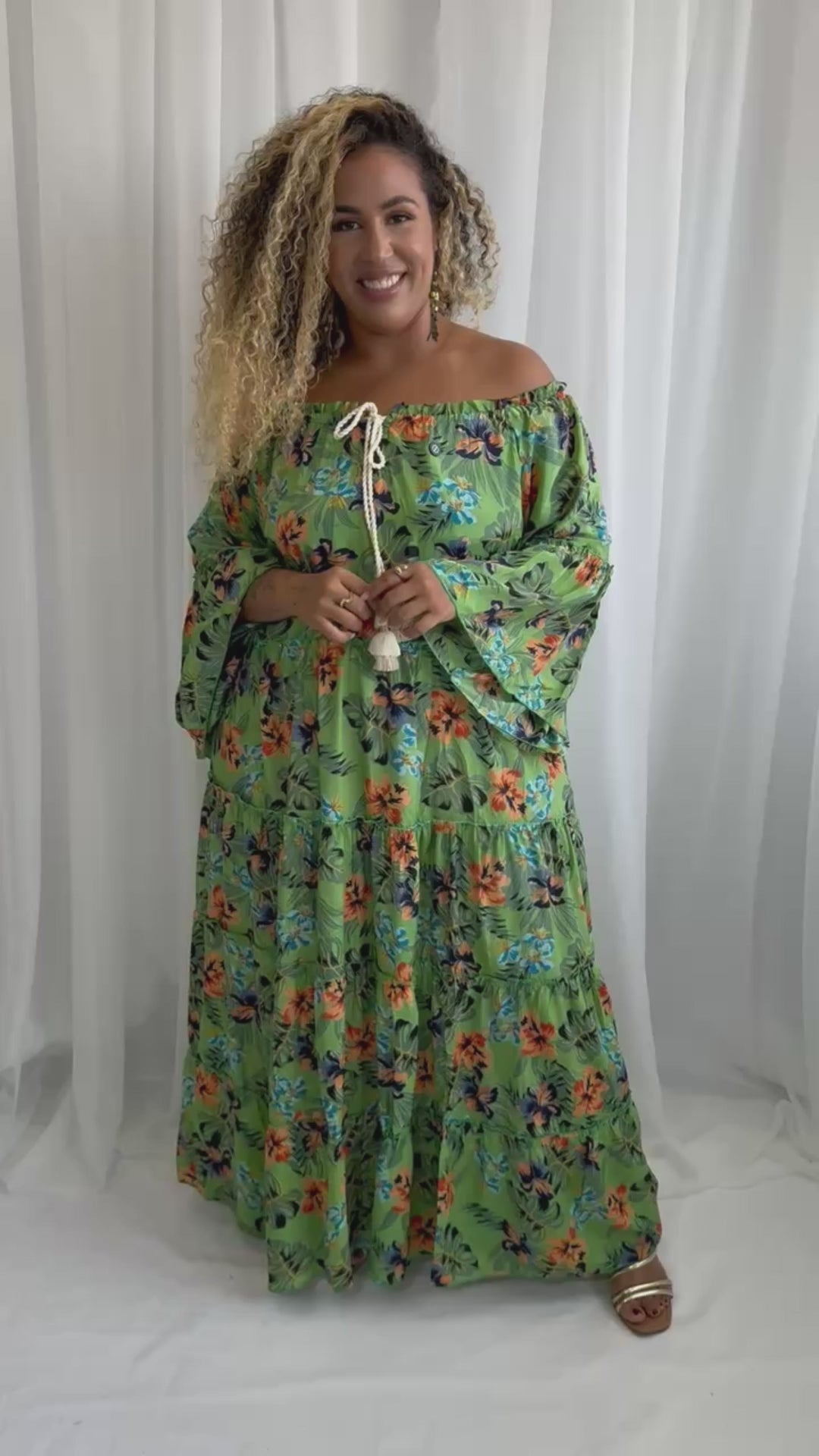 Vestido Longo Tropical Cromática Coleção Encanto Boho