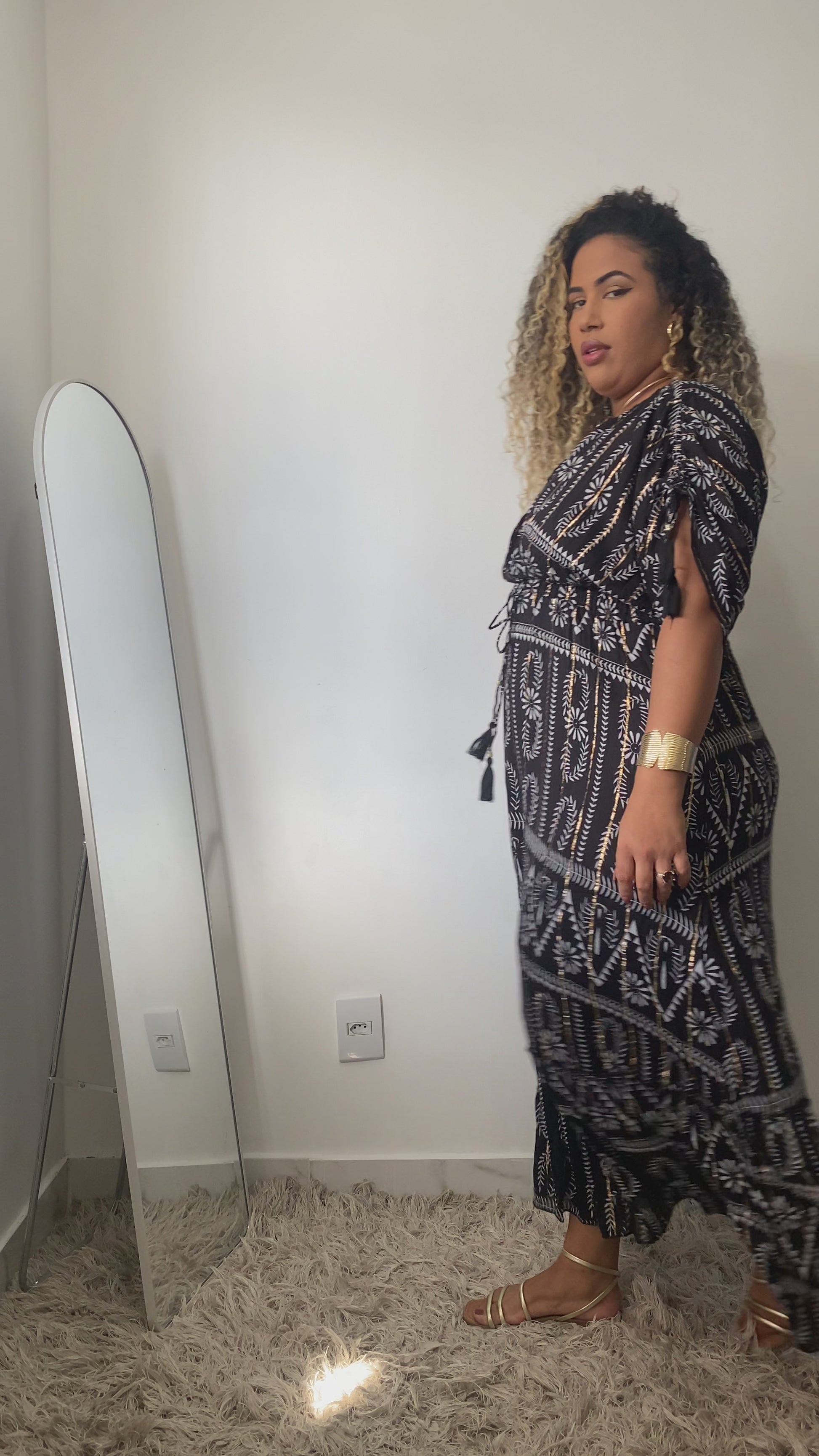 Vestido Boho Longo Aurora Celeste Crepe Linha Luxo.