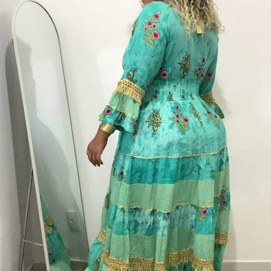 Vestido Boho Longo Alma Livre Bordado Linha Luxo.