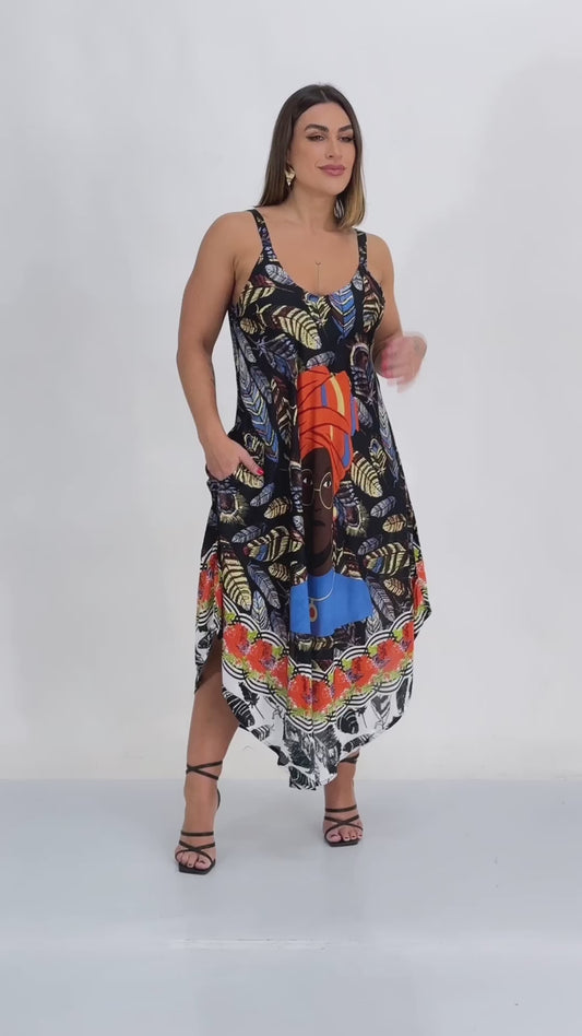Vestido Trapézio Ajustável Vibe Nzinga Ajustável Coleção Premium