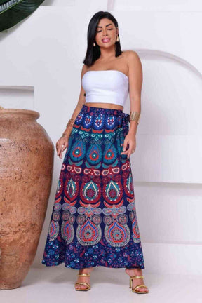 Saia Indiana Envelope Longa Rodada Estampa Maia Coleção Premium - Indra Moda Indiana