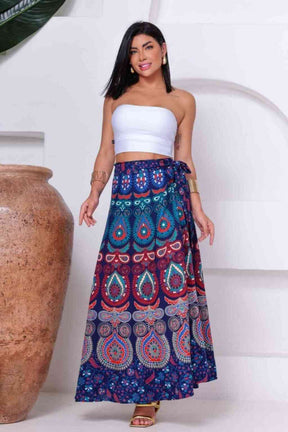 Saia Indiana Envelope Longa Rodada Estampa Maia Coleção Premium - Indra Moda Indiana