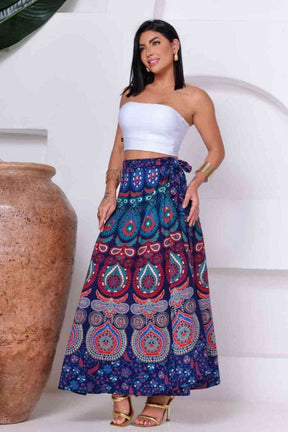 Saia Indiana Envelope Longa Rodada Estampa Maia Coleção Premium - Indra Moda Indiana