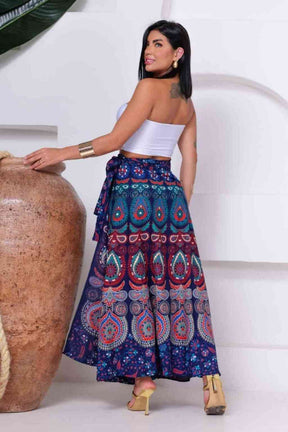 Saia Indiana Envelope Longa Rodada Estampa Maia Coleção Premium - Indra Moda Indiana