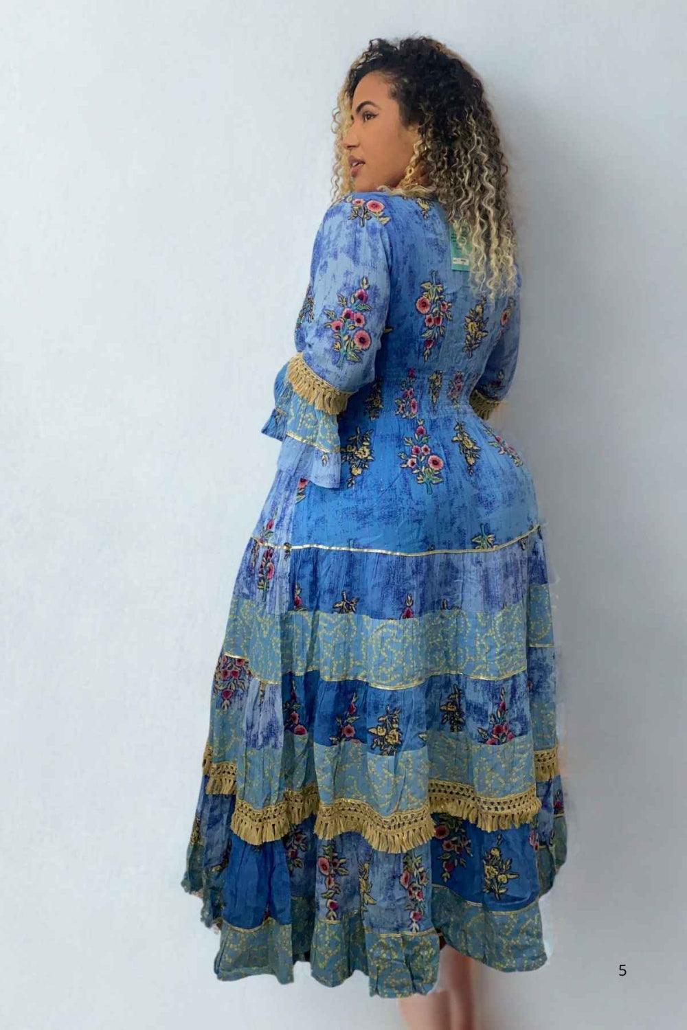 Vestido Boho Longo Alma Livre Bordado Linha Luxo.