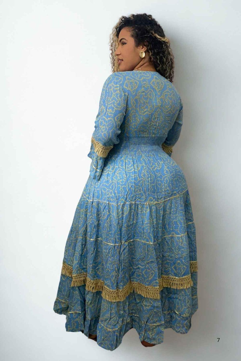 Vestido Boho Longo Alma Livre Bordado Linha Luxo.
