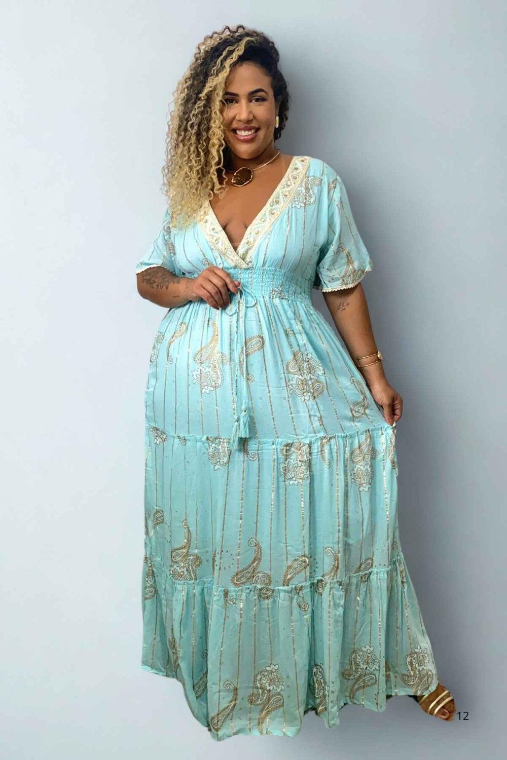 Vestido Boho Longo Aurora da Serra Bordado Linha Luxo