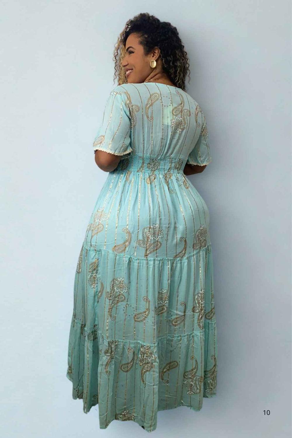 Vestido Boho Longo Aurora da Serra Bordado Linha Luxo