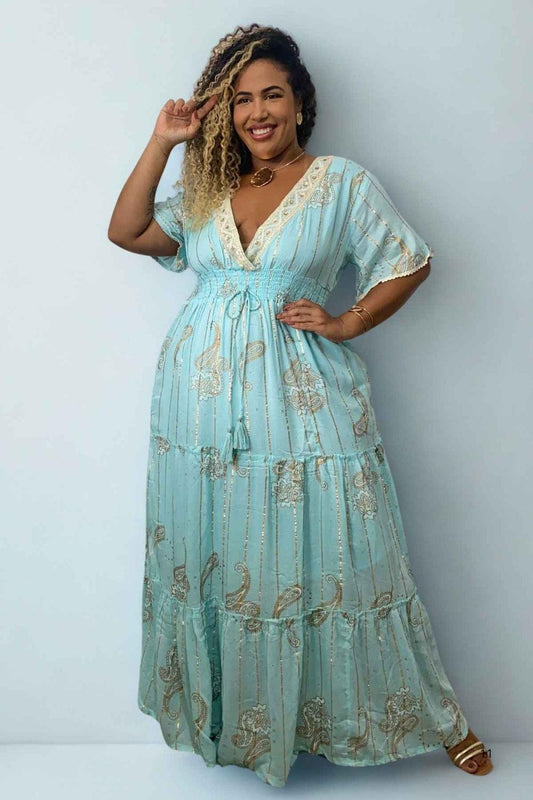 Vestido Boho Longo Aurora da Serra Bordado Linha Luxo