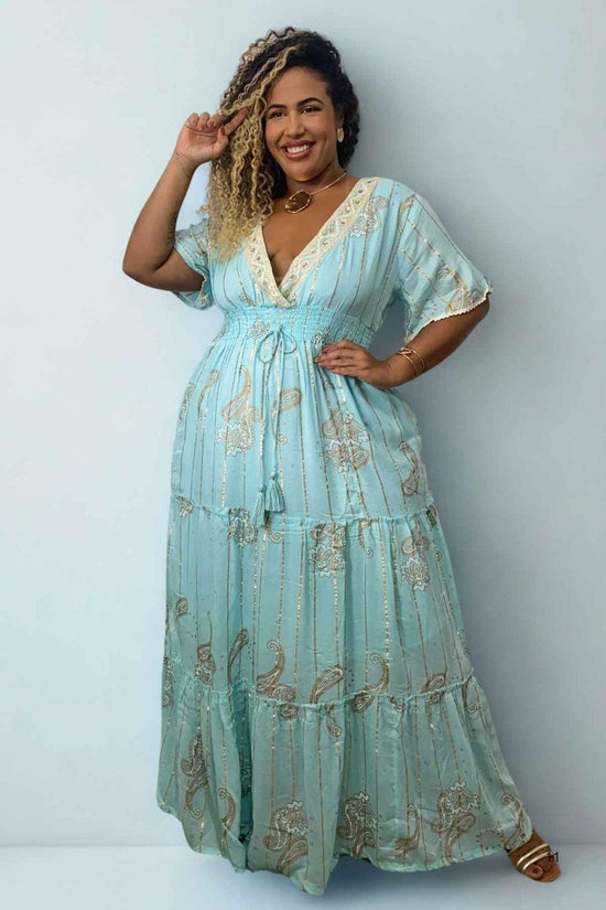 Vestido Boho Longo Aurora da Serra Bordado Linha Luxo