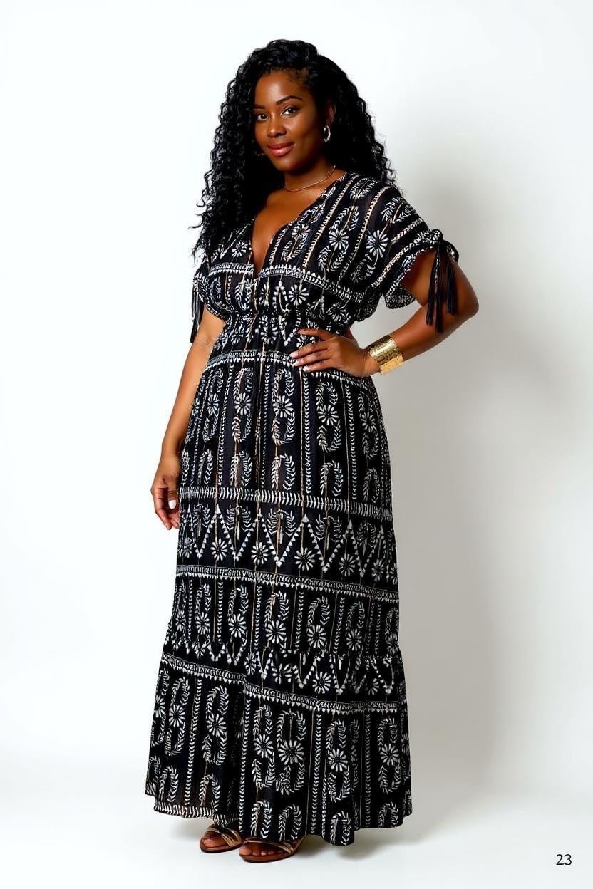 Vestido Boho Longo Aurora Noturna - Indra Moda Indiana