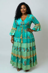 Vestido Boho Longo Floresta Romântica - Indra Moda Indiana