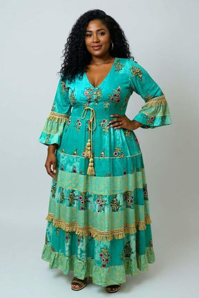 Vestido Boho Longo Floresta Romântica - Indra Moda Indiana