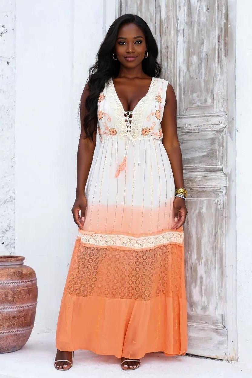 Vestido Boho Longo Luz do Mediterrâneo - Indra Moda Indiana