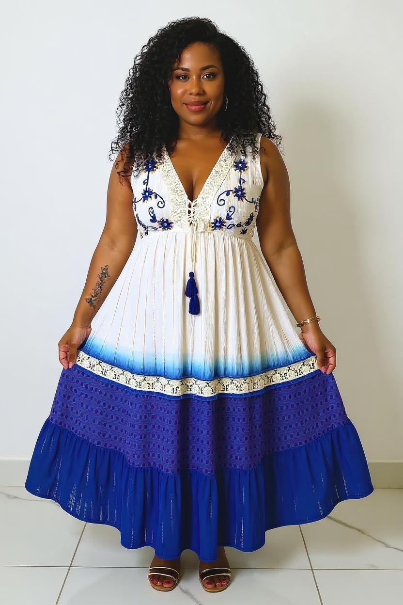 Vestido Boho Longo Luz do Mediterrâneo - Indra Moda Indiana