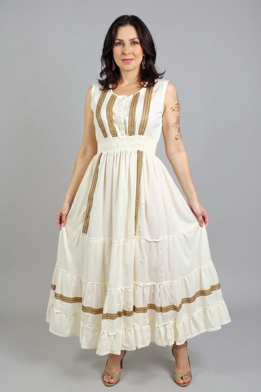 Vestido Branco Boho Longo Luz do Alvorecer - Indra Moda Indiana