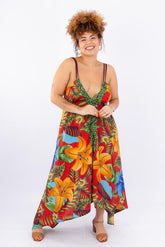 Vestido Explosão Tropical Longo Boho Retrô Coleção Premium 4079 - Indra Moda Indiana