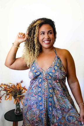 Vestido Indiano Longo Encanto Paisley Seda Coleção Premiu - Indra Moda Indiana