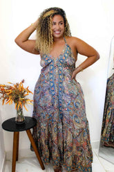 Vestido Indiano Longo Encanto Paisley Seda Coleção Premiu - Indra Moda Indiana
