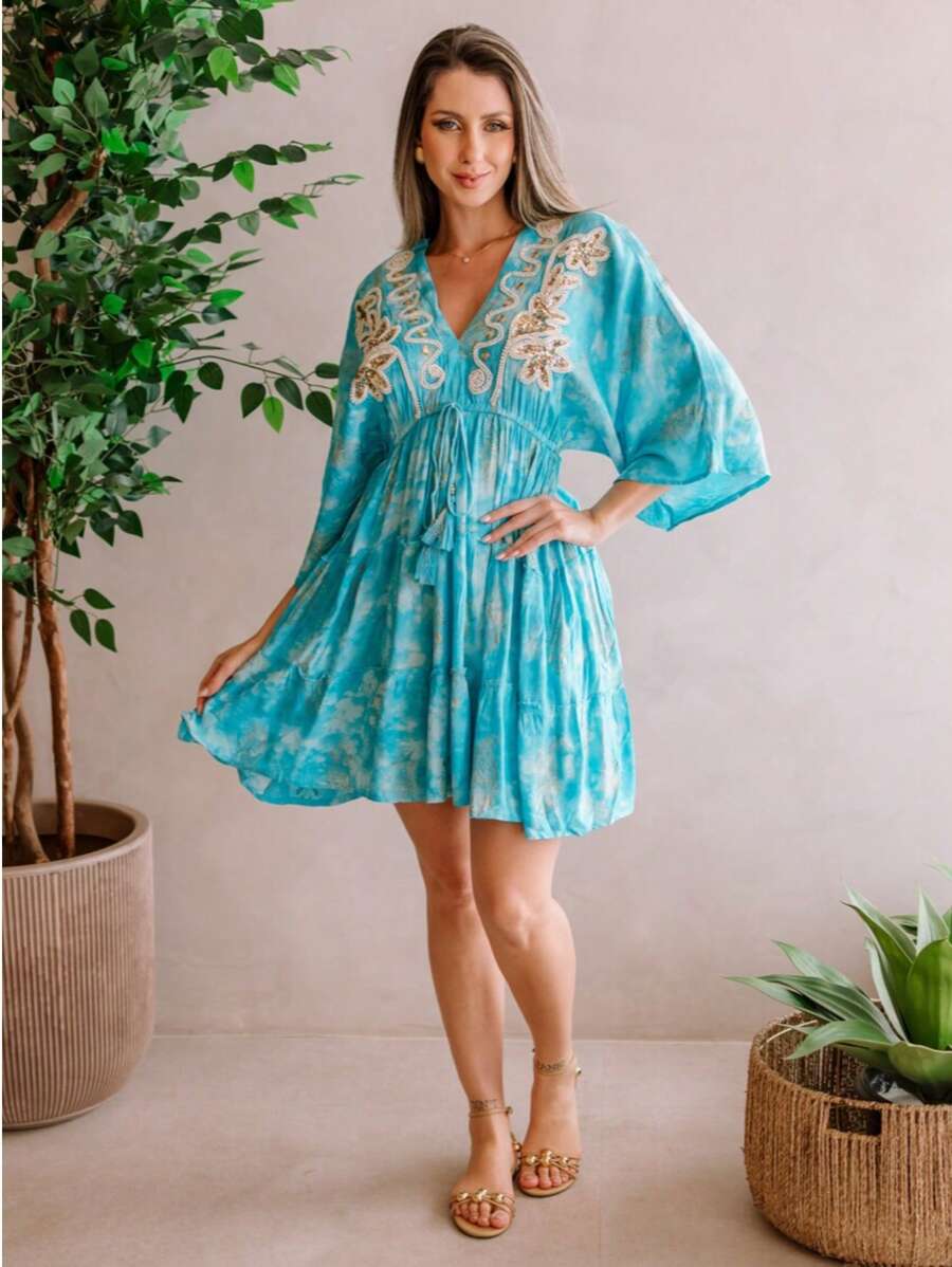 Vestido Inspiração Tie - dye - Indra Moda Indiana