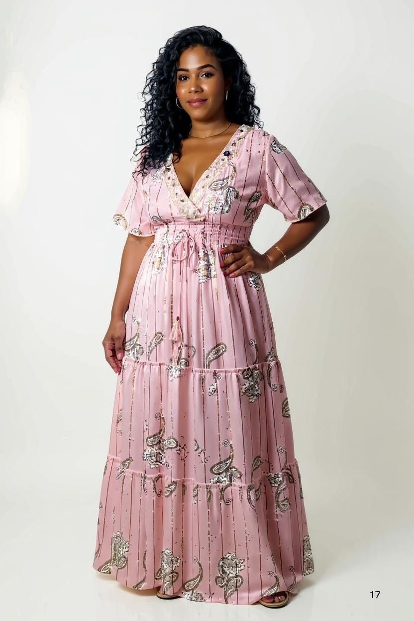 Vestido Longo Boho Chic Sonho Rosê - Indra Moda Indiana