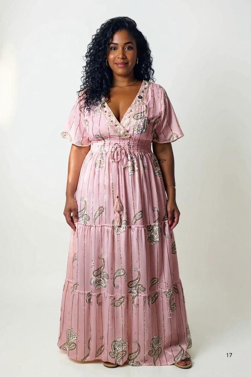 Vestido Longo Boho Chic Sonho Rosê - Indra Moda Indiana