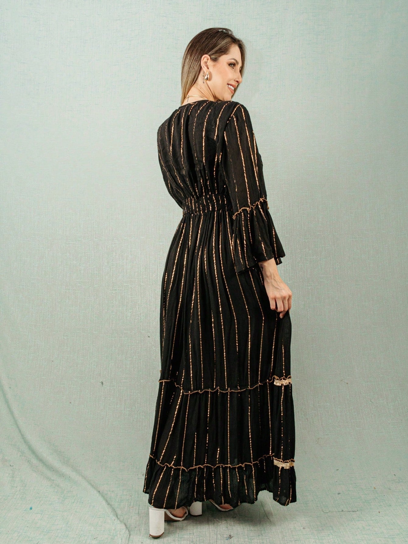 Vestido Longo Boho Luxo Dubai - Indra Moda Indiana