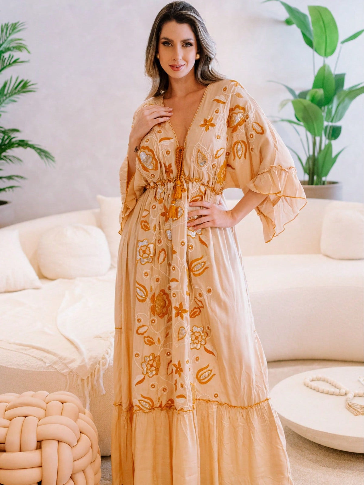 Vestido Longo Brisa Bohemia Bordado - Indra Moda Indiana
