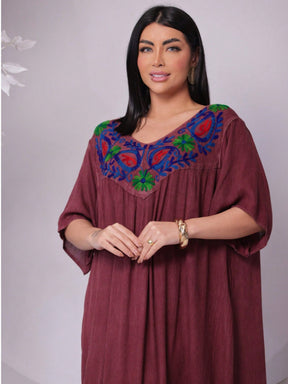 Vestido Longo Conforto Plus Size Bordado - Indra Moda Indiana