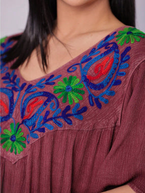 Vestido Longo Conforto Plus Size Bordado - Indra Moda Indiana
