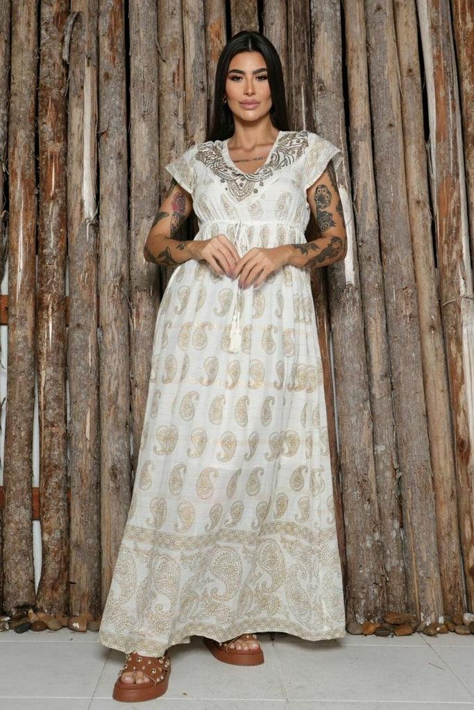 Vestido Longo Sonho Mediterrâneo Coleção Encanto Boho - Indra Moda Indiana