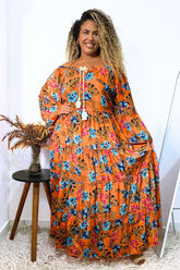 Vestido Longo Tropical Cromática Coleção Encanto Boho - Indra Moda Indiana