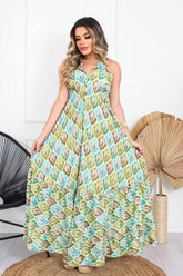 Vestido Longo Vibe Étnica Ajustável Boho Vintage Coleção Premium 3504 - Indra Moda Indiana
