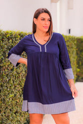 Vestido Mar Celeste Manga Longa Viscose Coleção Premium 9808 - Indra Moda Indiana
