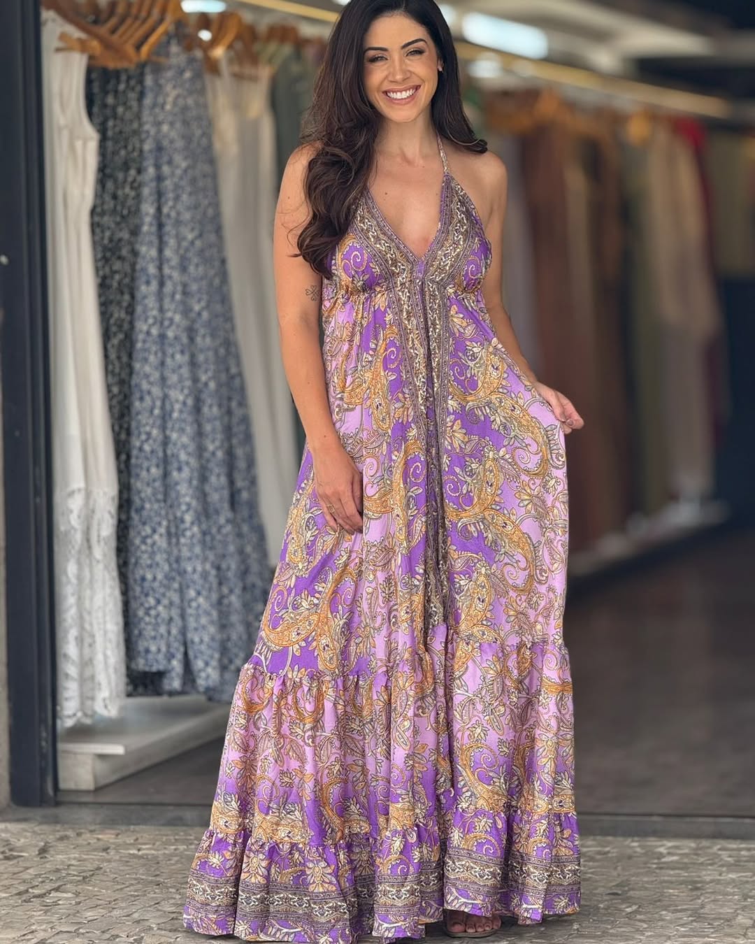 Vestido Rosa de Varanasi - Indra Moda Indiana