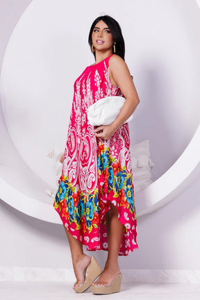 Vestido Trapézio Ajustável Florescer Majestoso Viscose Ajustável Coleção Premium 6439 - Indra Moda Indiana