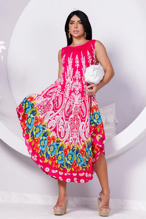 Vestido Trapézio Ajustável Florescer Majestoso Viscose Ajustável Coleção Premium 6439 - Indra Moda Indiana