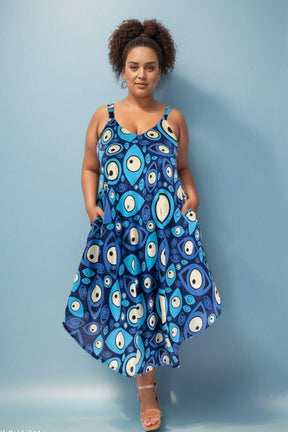 Vestido Trapézio Ajustável Olho Grego Viscose Coleção Premium 27 - Indra Moda Indiana