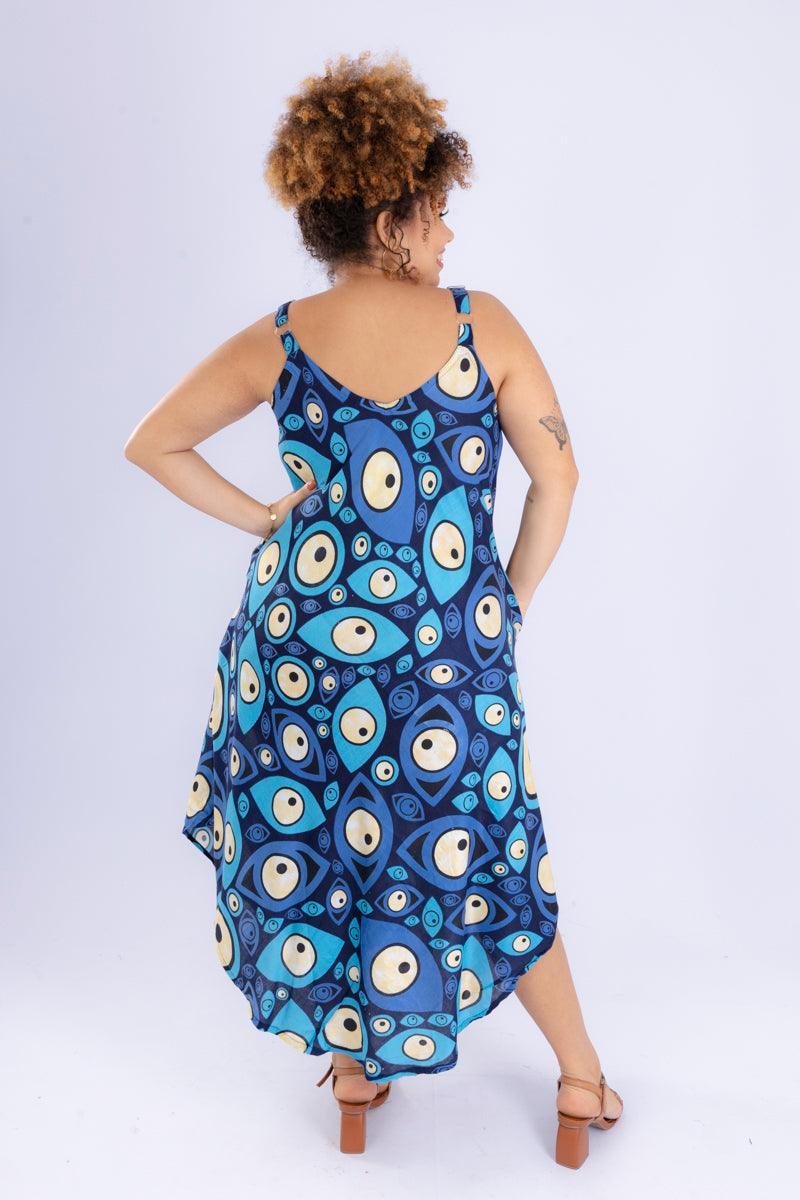 Vestido Trapézio Ajustável Olho Grego Viscose Coleção Premium 27 - Indra Moda Indiana