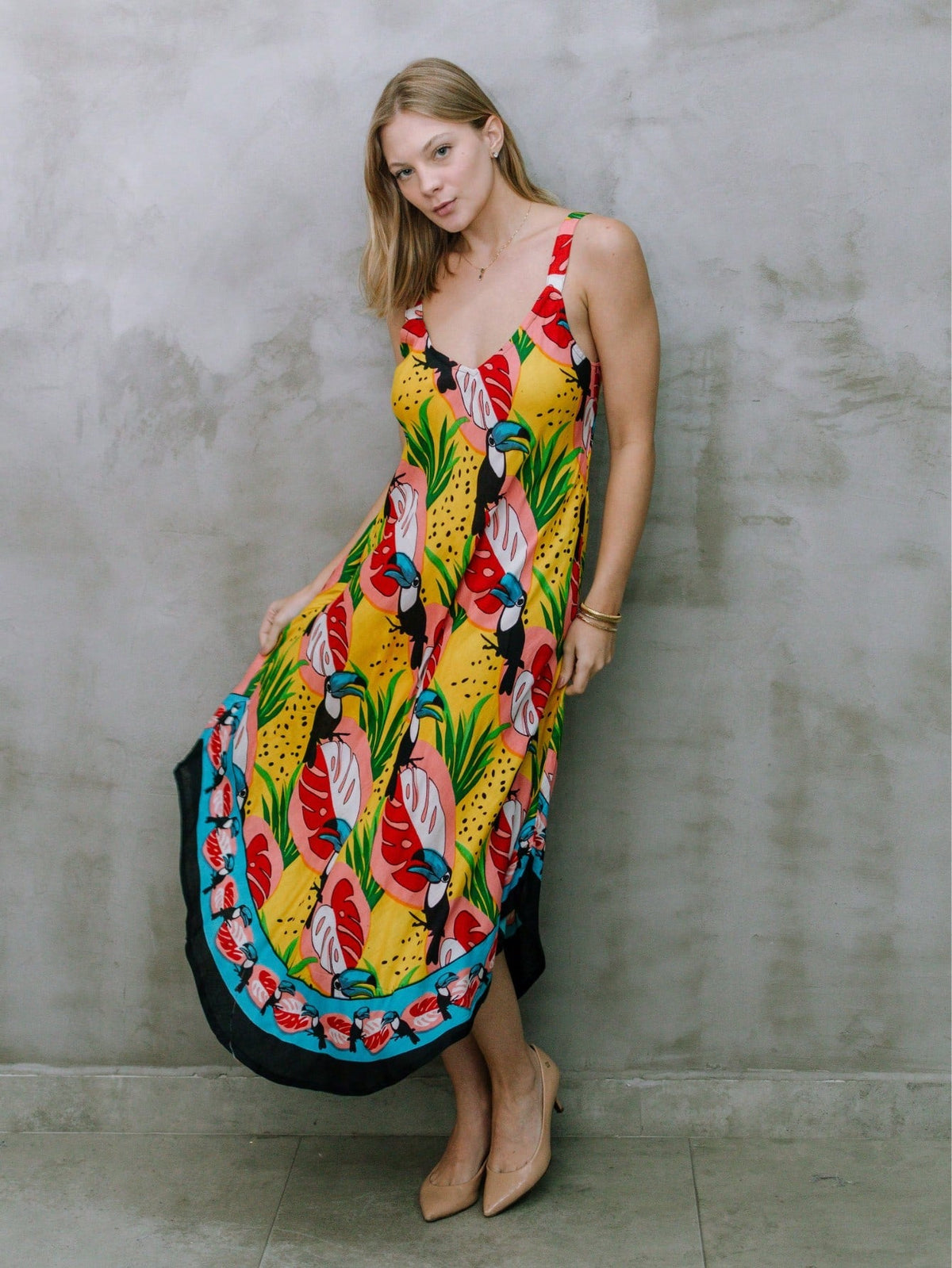 Vestido Trapézio Tropicália - Indra Moda Indiana