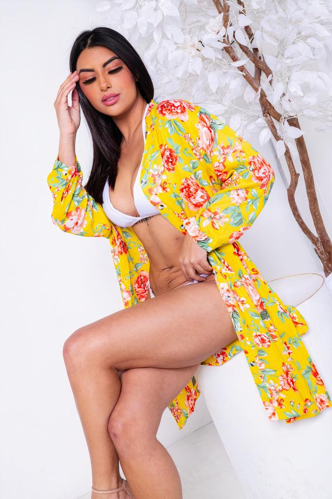 Bata Indiana chamise Longuete Bata Indiana Praia Manga Longa Boho Viscose Coleção Elegance 8278