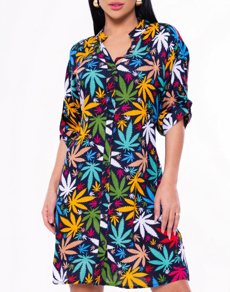 Bata Indiana chamise Longuete Praia Ajustável Manga Longa Viscose Coleção Elegance 5168