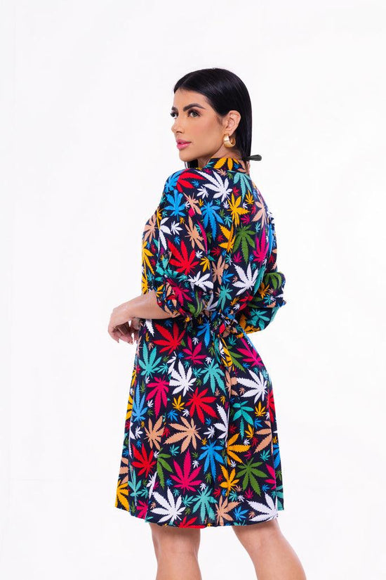 Bata Indiana chamise Longuete Praia Ajustável Manga Longa Viscose Coleção Elegance 5168