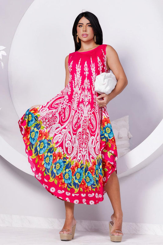 Vestido Trapézio Ajustável Florescer Majestoso Viscose Ajustável Coleção Premium 6439