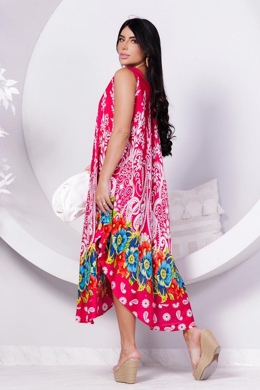 Vestido Trapézio Ajustável Florescer Majestoso Viscose Ajustável Coleção Premium 6439