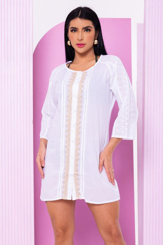 Bata Indiana Feminina Nude Renda Retro Boho Coleção Especial 2775