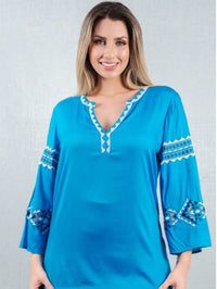 Vestido Trapézio Ajustável Luz de Kahina Manga Curta.